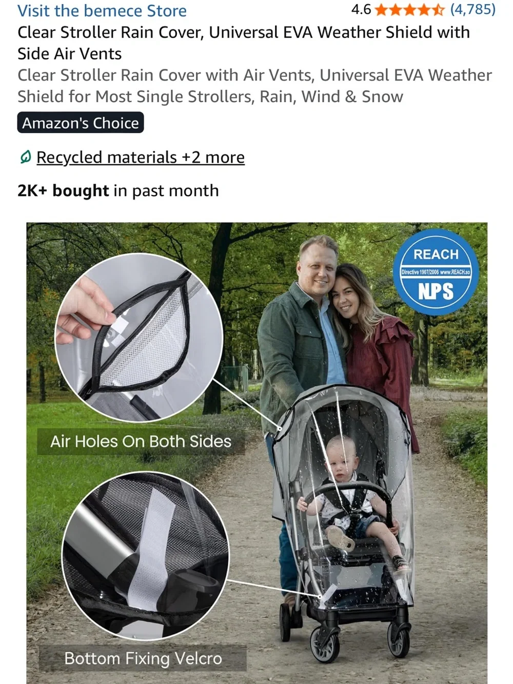 Universal Clear Stroller Rain Cover - Transparent